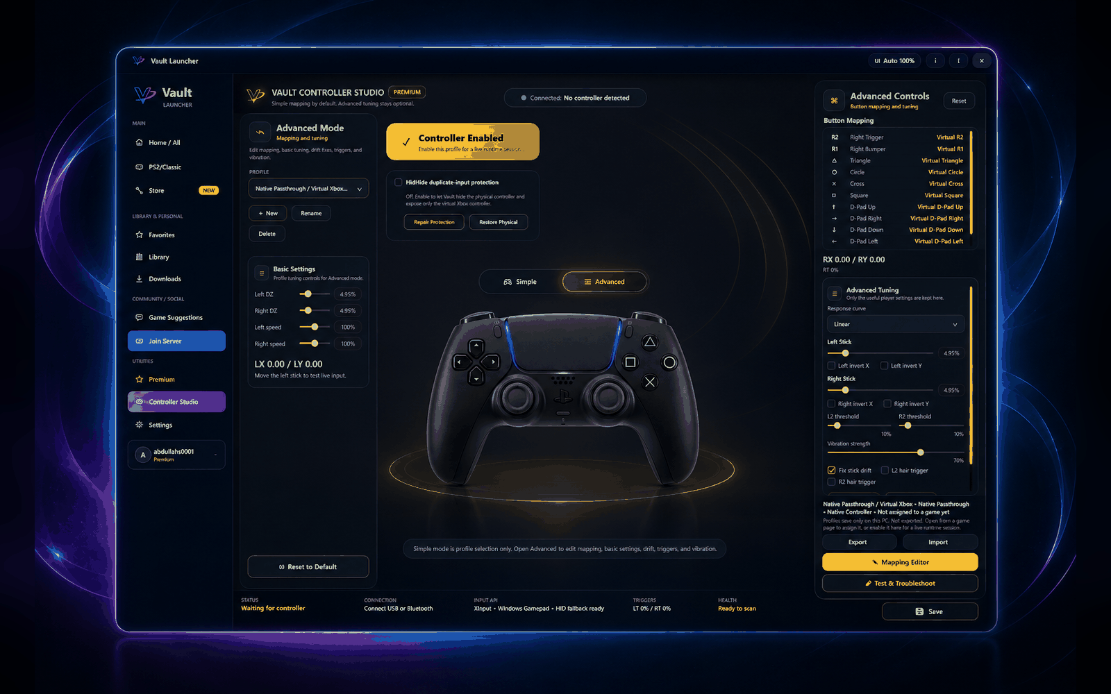 Vault Launcher Controller Studio interface preview