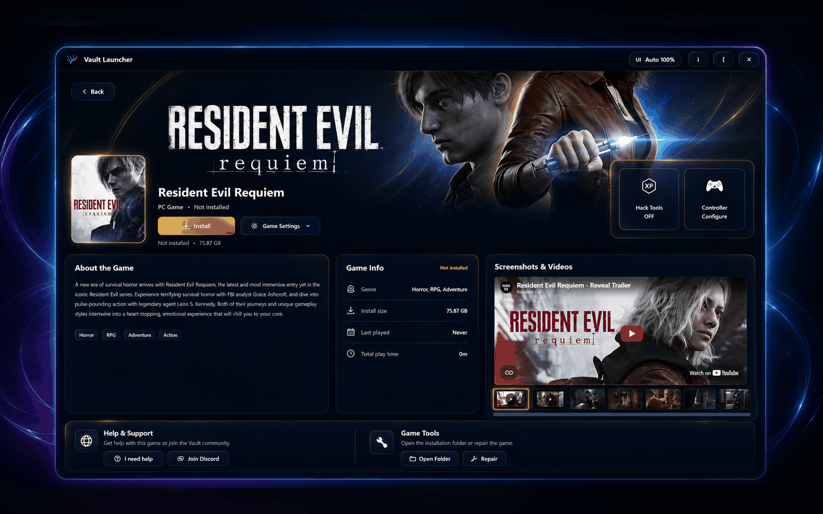 Vault Launcher Game Tools interface preview