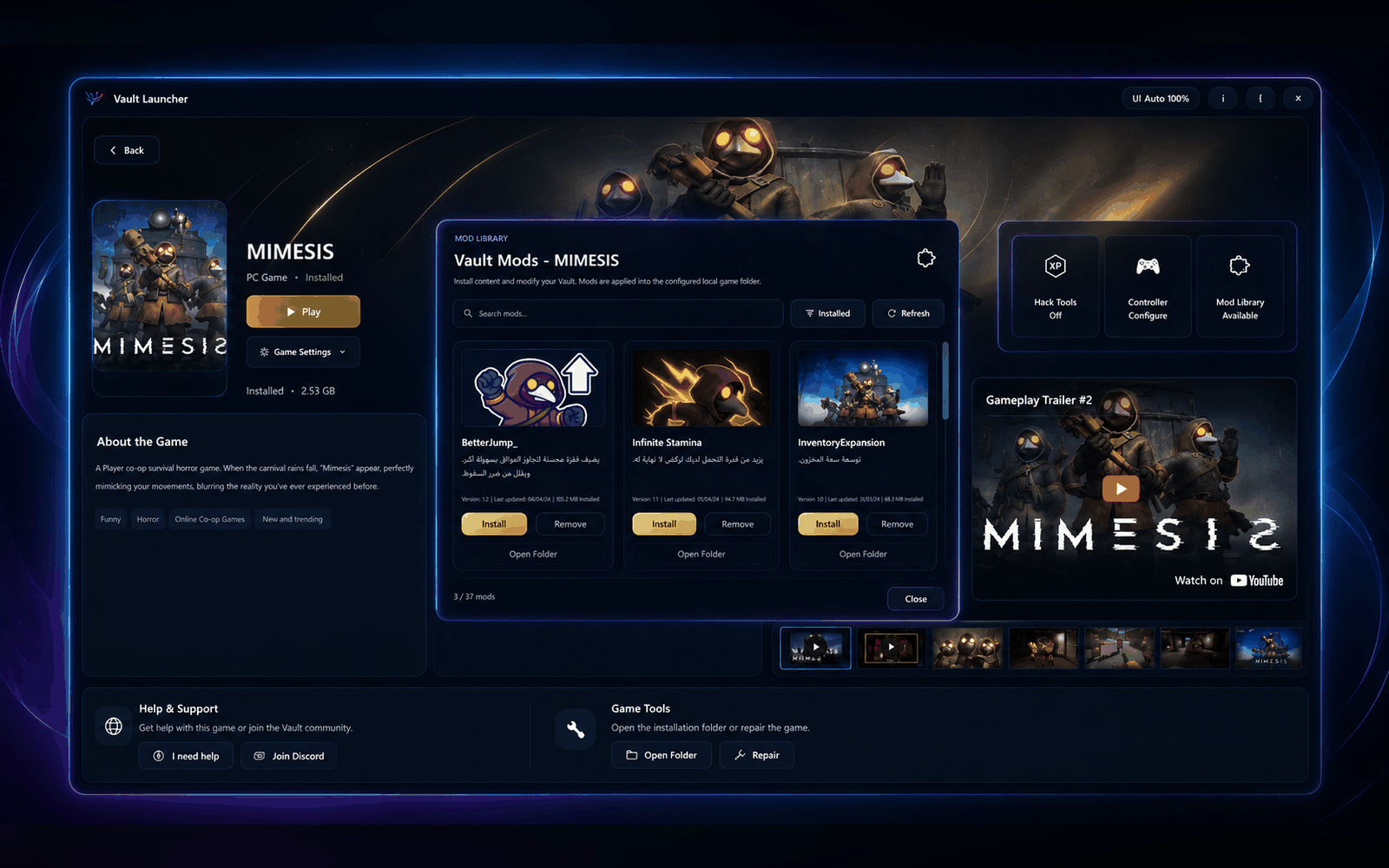Vault Launcher Mods interface preview